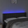 Zagłówek do łóżka z LED, czarny, 147x16x78/88cm, sztuczna skóra