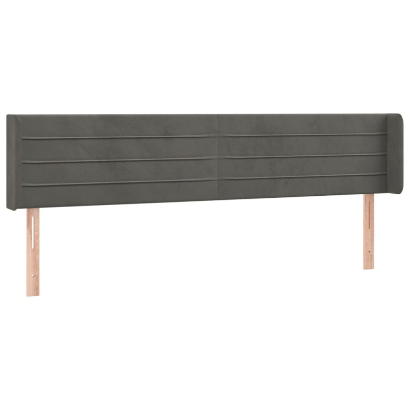 Zagłówek do łóżka z LED, ciemnoszary, 203x16x78/88 cm, aksamit