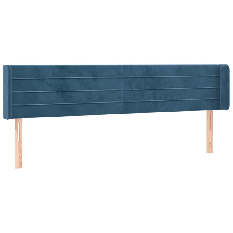Zagłówek do łóżka z LED ciemnoniebieski 163x16x78/88 cm aksamit