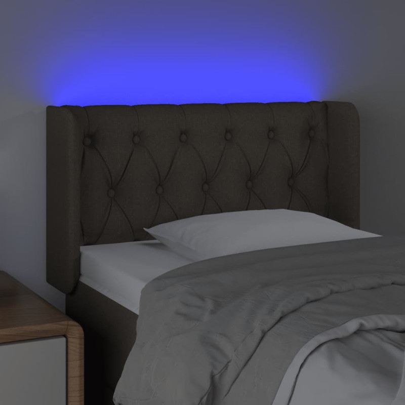 Zagłówek do łóżka z LED, taupe, 83x16x78/88 cm, tkanina