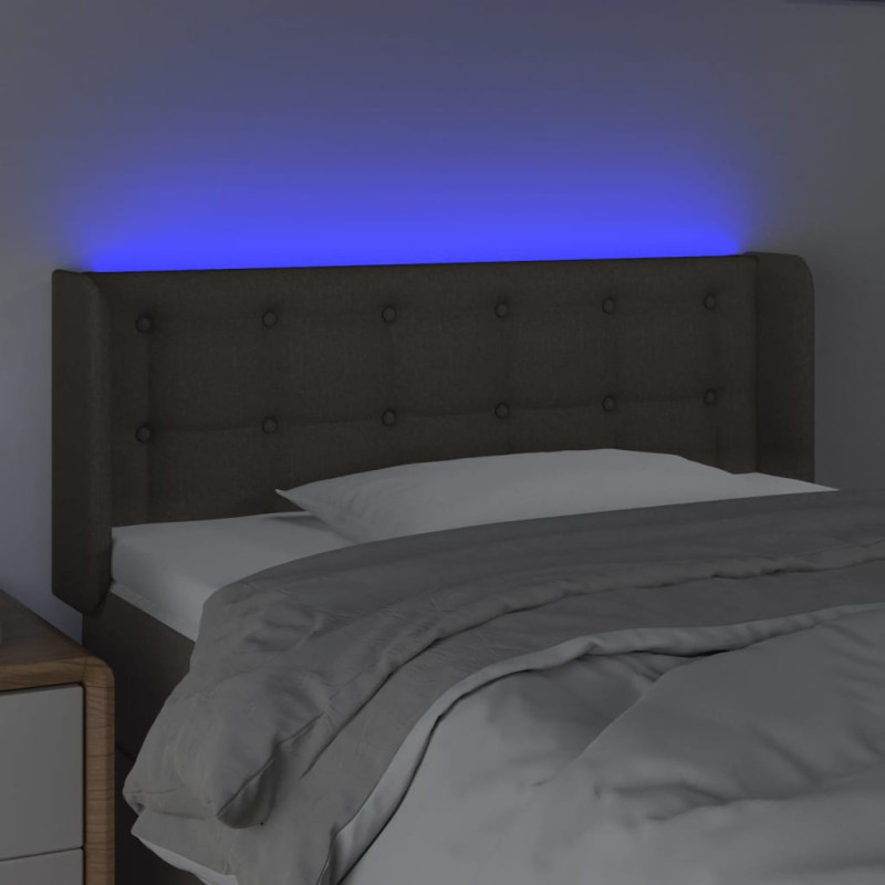 Zagłówek do łóżka z LED, taupe, 93x16x78/88 cm, tkanina