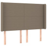 Zagłówek do łóżka z LED, taupe, 147x16x118/128 cm, tkanina