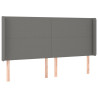 Zagłówek do łóżka z LED, ciemnoszary, 203x16x118/128cm, tkanina