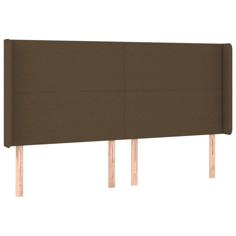 Zagłówek do łóżka z LED ciemnobrązowy 183x16x118/128 cm tkanina