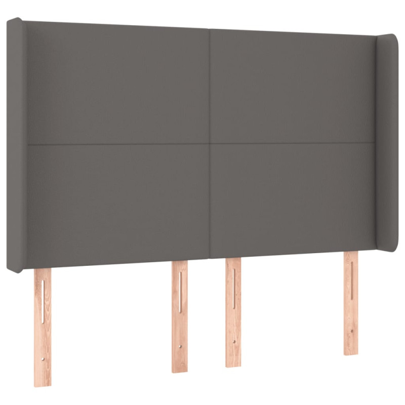 Zagłówek do łóżka z LED, szary, 147x16x118/128cm sztuczna skóra