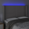 Zagłówek do łóżka z LED, szary, 147x16x118/128cm sztuczna skóra
