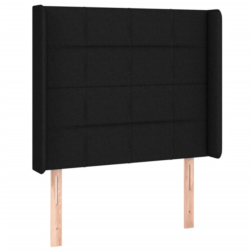 Zagłówek do łóżka z LED, czarny, 93x16x118/128 cm, tkanina