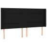 Zagłówek do łóżka z LED, czarny, 203x16x118/128 cm, tkanina