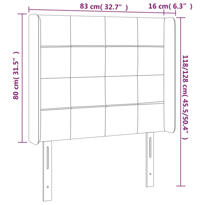 Zagłówek do łóżka z LED, ciemnoszary, 83x16x118/128 cm, aksamit