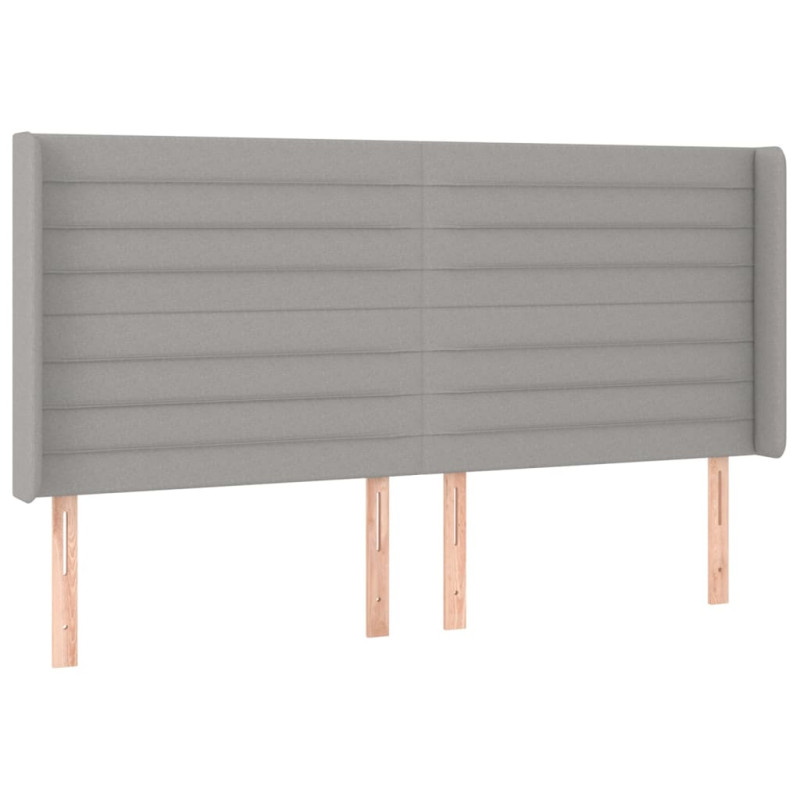Zagłówek do łóżka z LED, jasnoszary, 163x16x118/128 cm, tkanina