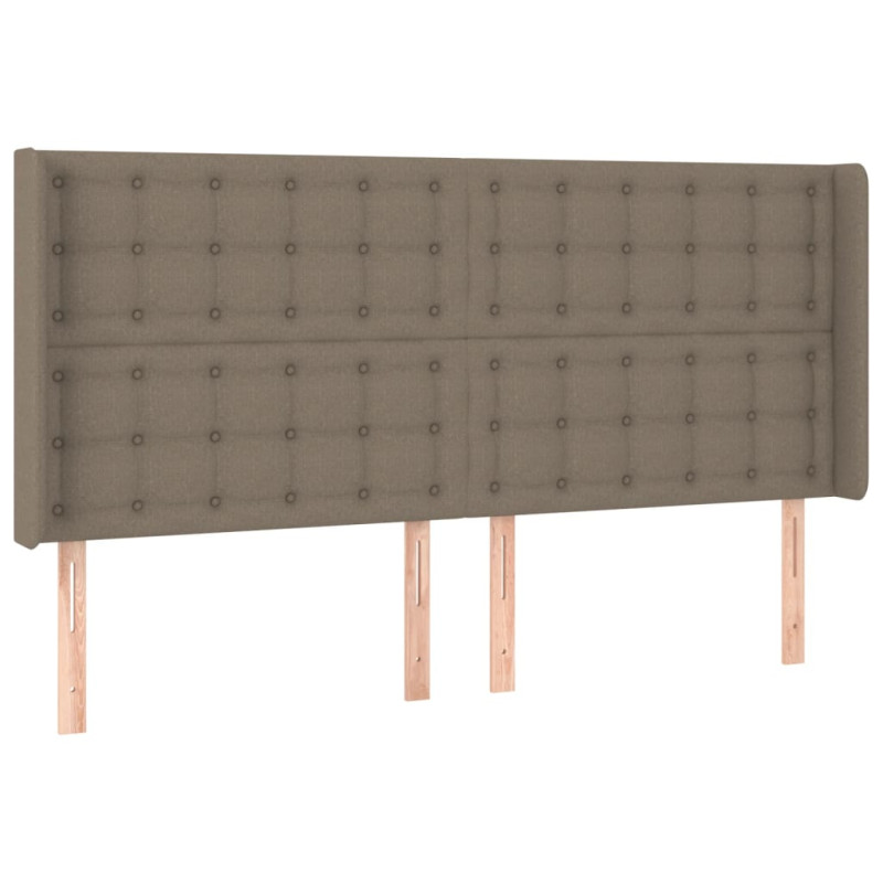 Zagłówek do łóżka z LED, taupe, 183x16x118/128 cm, tkanina