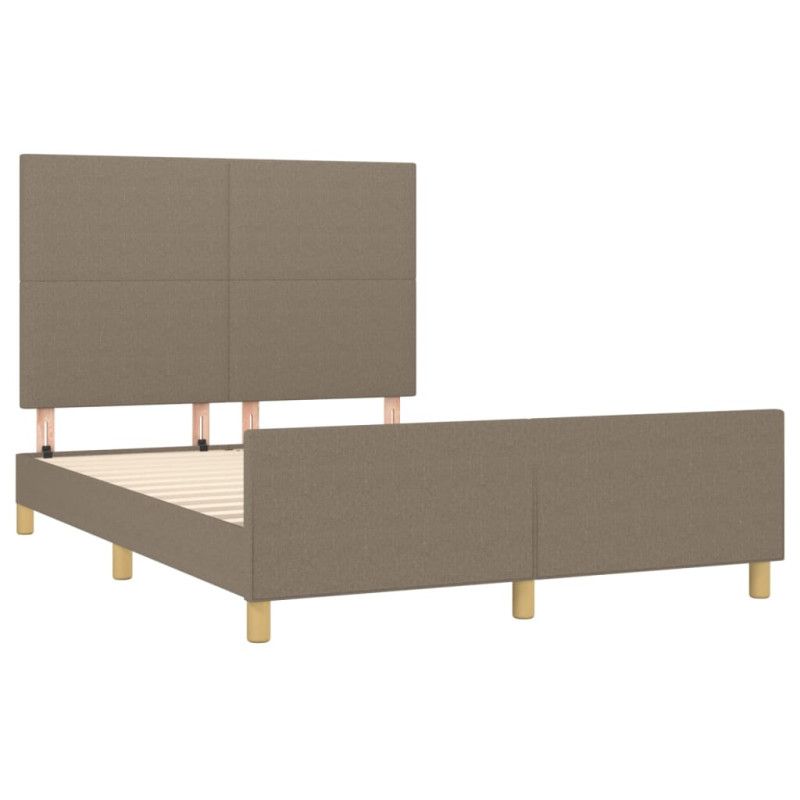 Rama łóżka bez materaca, taupe, 140x190 cm, obita tkaniną
