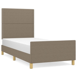 Rama łóżka bez materaca, taupe, 100x200 cm, obita tkaniną