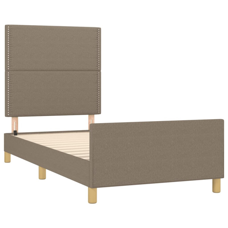 Rama łóżka bez materaca, taupe, 100x200 cm, obita tkaniną