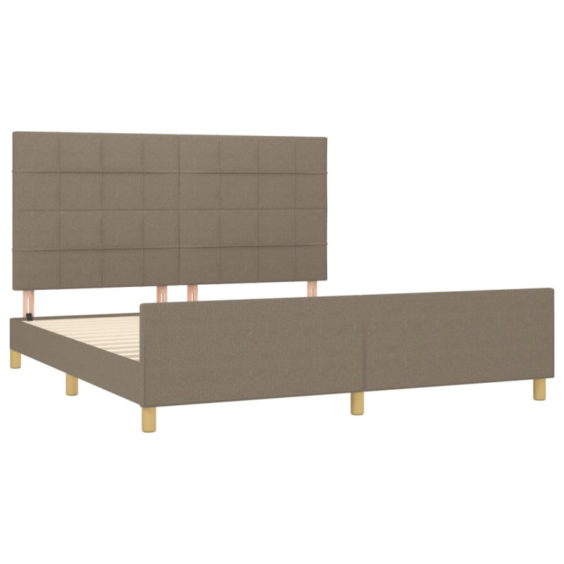 Rama łóżka bez materaca, taupe, 160x200 cm, obita tkaniną