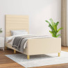 Rama łóżka z zagłówkiem, kremowa, 80x200 cm, obita tkaniną
