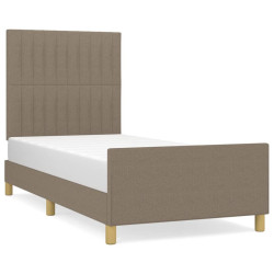 Rama łóżka bez materaca, taupe, 100x200 cm, obita tkaniną