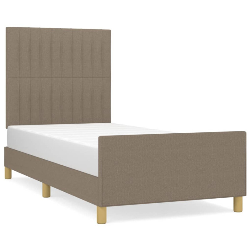 Rama łóżka bez materaca, taupe, 100x200 cm, obita tkaniną