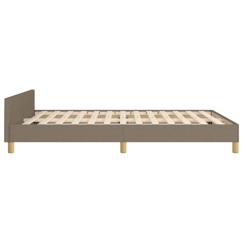 Rama łóżka bez materaca, taupe, 140x190 cm, obita tkaniną