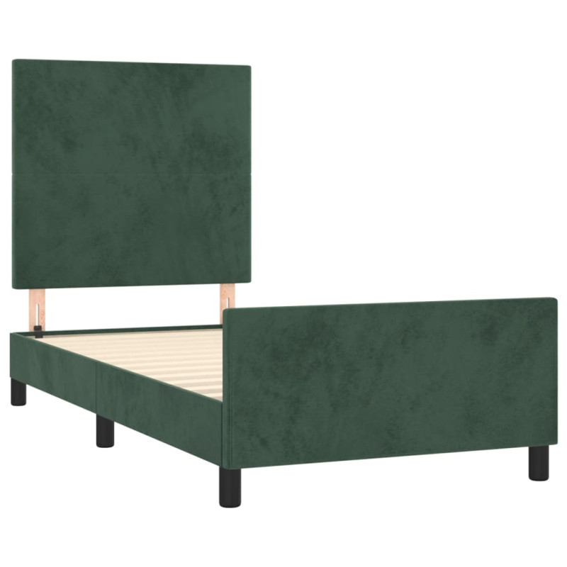 Rama łóżka bez materaca, ciemnozielone, 90x200 cm, aksamitne