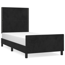 Rama łóżka bez materaca, czarna, 100x200 cm, aksamitna