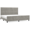 Rama łóżka bez materaca, jasnoszara, 200x200 cm, aksamitna