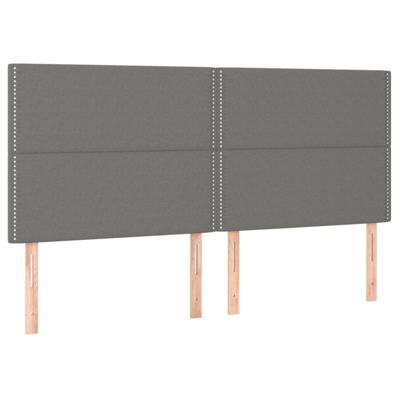 Łóżko kontynentalne z materacem, ciemnoszara tkanina 200x200 cm