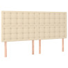 Łóżko kontynentalne z materacem, kremowe, tkanina, 160x200 cm