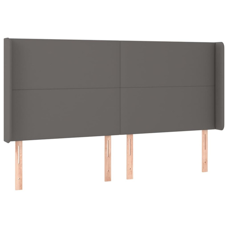 Zagłówek do łóżka z LED, szary, 183x16x118/128cm sztuczna skóra