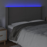 Zagłówek do łóżka z LED, szary, 183x16x118/128cm sztuczna skóra
