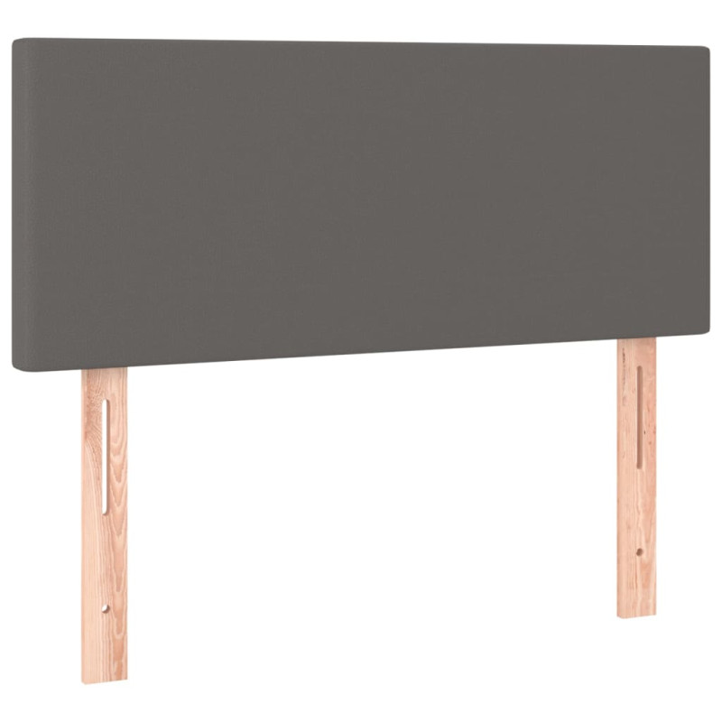 Łóżko kontynentalne z materacem i LED, szara ekoskóra 100x200cm