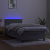 Łóżko kontynentalne z materacem i LED, szare 100x200cm, aksamit