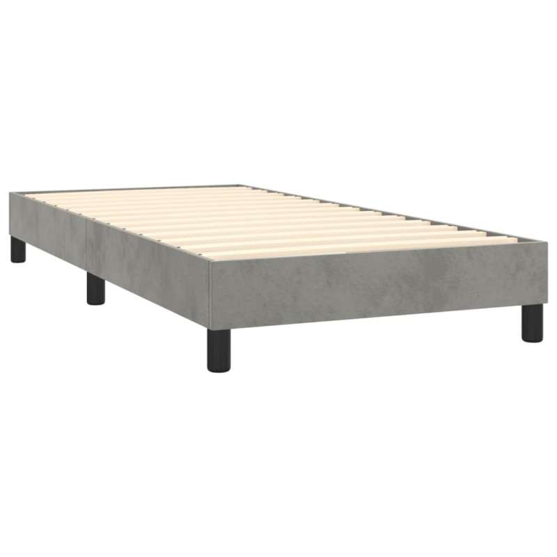 Łóżko kontynentalne z materacem i LED, szare 100x200cm, aksamit