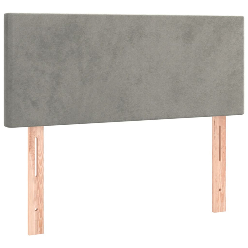 Łóżko kontynentalne z materacem i LED, szare 100x200cm, aksamit