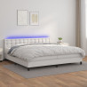 Łóżko kontynentalne z materacem i LED, biała ekoskóra 200x200cm