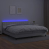 Łóżko kontynentalne z materacem i LED, biała ekoskóra 200x200cm