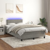 Łóżko kontynentalne z materacem i LED, szare 120x200cm, aksamit