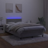 Łóżko kontynentalne z materacem i LED, szare 120x200cm, aksamit