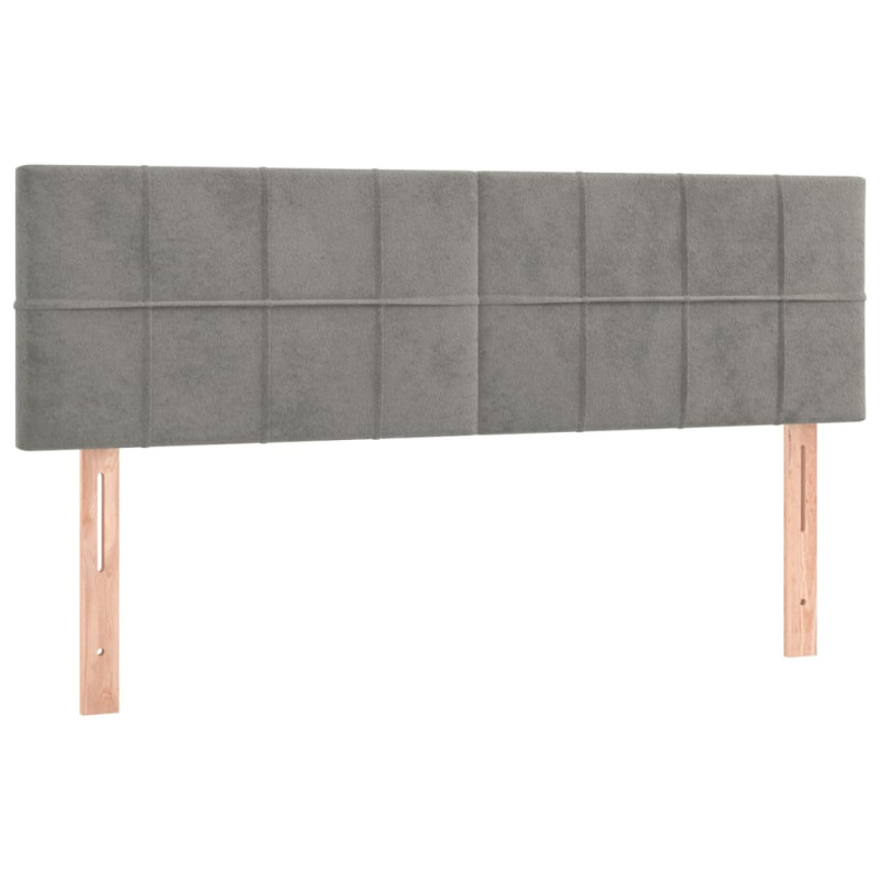 Łóżko kontynentalne z materacem i LED, szare 140x200cm, aksamit