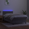 Łóżko kontynentalne z materacem i LED, szare 100x200cm, aksamit