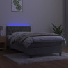 Łóżko kontynentalne z materacem i LED, szare 90x200 cm, aksamit