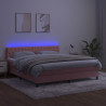 Łóżko kontynentalne z materacem i LED, różowy aksamit 160x200cm