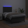 Łóżko kontynentalne z materacem i LED czarna ekoskóra 120x200cm