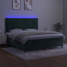 Łóżko kontynentalne z materacem i LED zielony aksamit 160x200cm