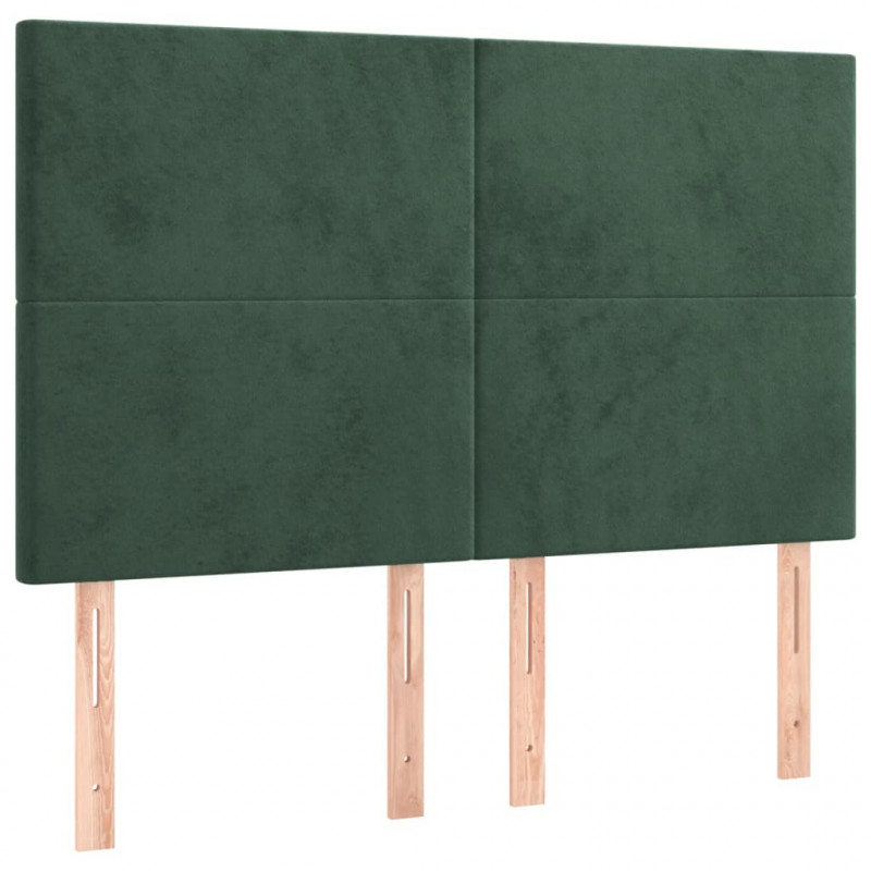 Łóżko kontynentalne z materacem i LED zielony aksamit 140x190cm