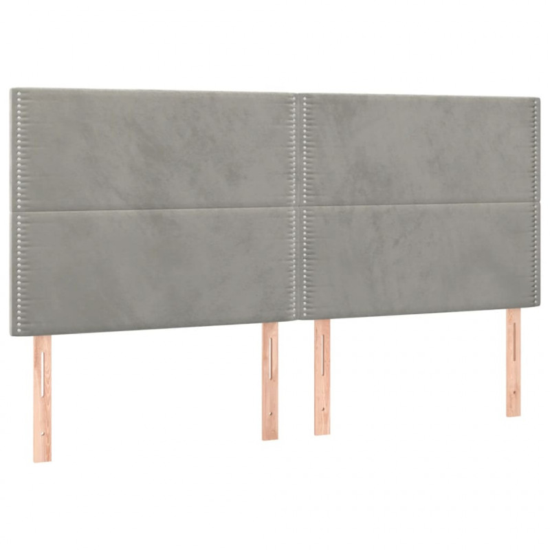 Łóżko kontynentalne z materacem i LED, szare 180x200cm, aksamit