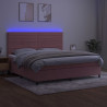Łóżko kontynentalne z materacem i LED, różowy aksamit 200x200cm