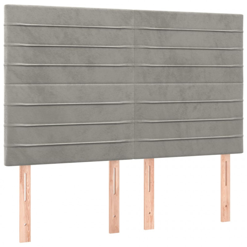 Łóżko kontynentalne z materacem i LED, szare 140x200cm, aksamit