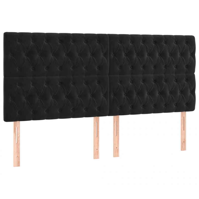 Łóżko kontynentalne z materacem i LED, czarny aksamit 200x200cm