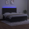 Łóżko kontynentalne z materacem i LED, czarny aksamit 180x200cm